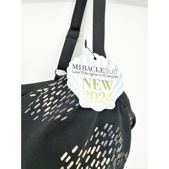 Miraclesuit Mystique Black One Piece Swimsuit in Iridium Size 10 NWT - Picture 5 of 8